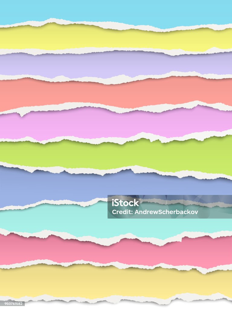 Color On Paper Rapped Vector Layered Torn Bright Pastel Colors Paper With Soft Shadow Stock ...