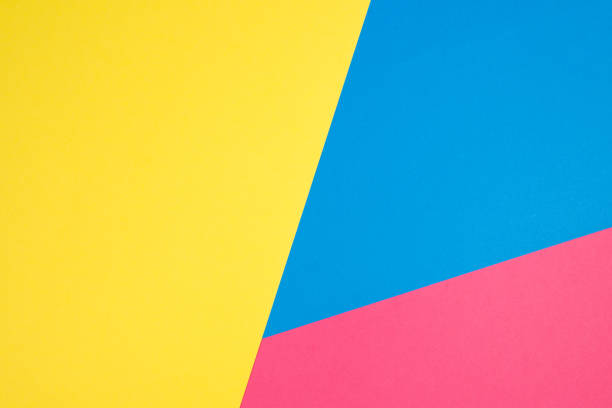 istock Color papers geometry flat composition background with yellow, pink and blue tones 950763128