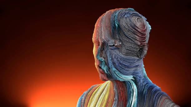 istock 3d rendering. Extrude colorful head portrait 950766888