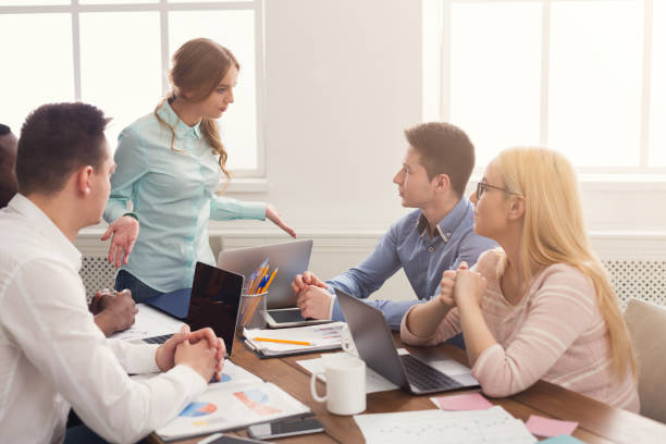 istock Business meeting. Young team in modern office 950766950