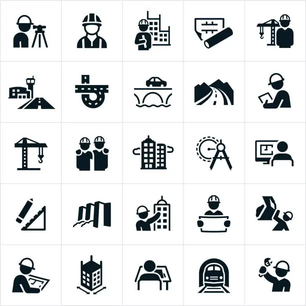 Vector illustration of Civil Engineering Icons