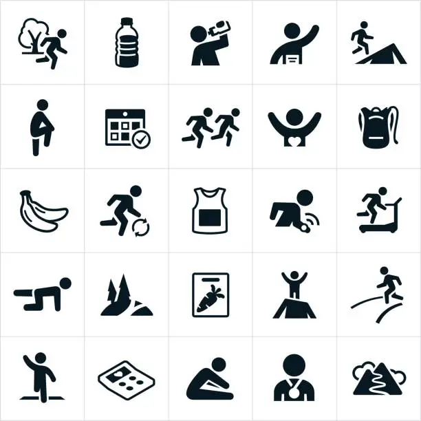 Vector illustration of Trail And Road Running Icons