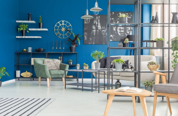 istock Green and blue living room 950767614