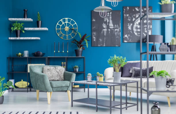istock Green and blue living room 950768086