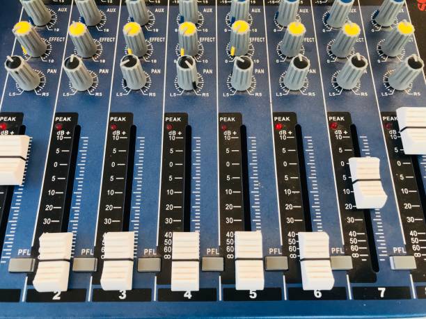 istock Sound engineer’s and audio mixer console with music balance 950768306