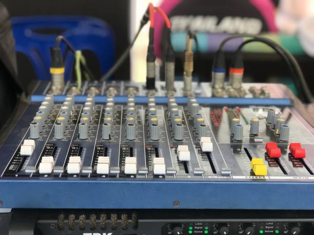 istock Sound engineer’s and audio mixer console with music balance 950770586