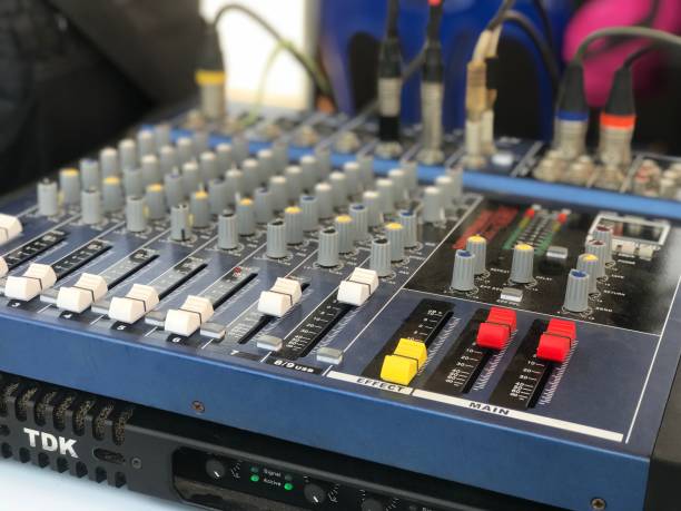 istock Sound engineer’s and audio mixer console with music balance 950770662