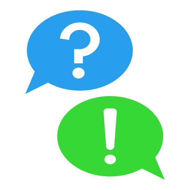 ilustrações de stock, clip art, desenhos animados e ícones de answer and question buttons. question mark and exclamation point in speech bubble. vector icon - exclamation point speech speech bubble green