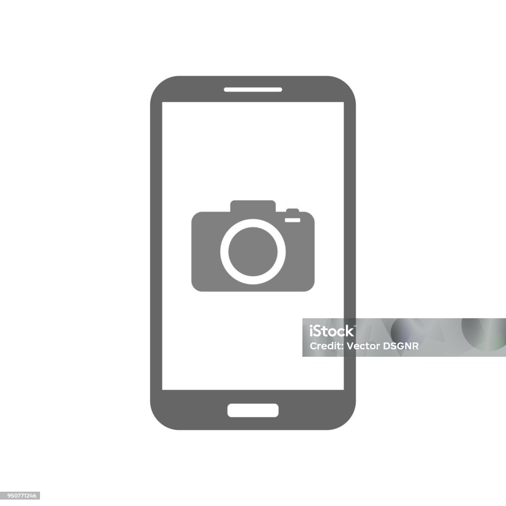 モバイル カメラ アプリは、スマート フォンの画面上のカメラのアイコンを写真。ベクトル - 写真メールのロイヤリティフリーベクトルアート