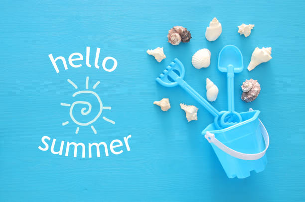 istock vacation and summer image with sea life style objects and beach toys for kid. 950771836
