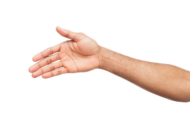 istock Hand of african-american man ready for handshake isolated on white 950773656