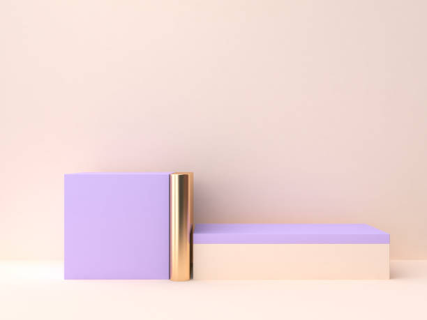 istock cream violet-purple geometric shape blank podium 3d rendering 950774270