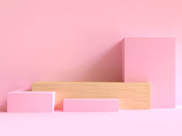 istock 3d rendering scene minimal abstract blank pink wood square 950776042