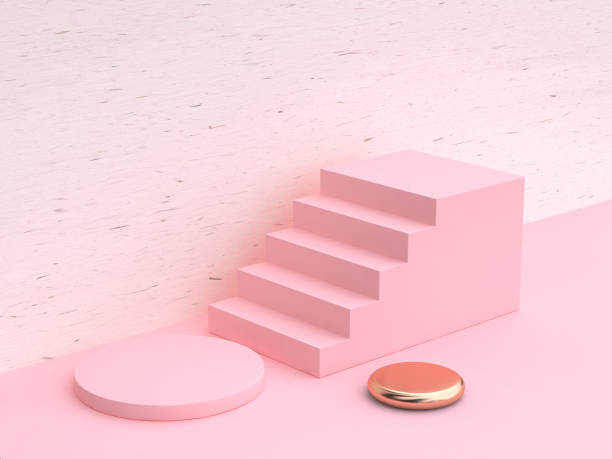 istock minimal abstract geometric shape white wood pink wall scene  3d rendering 950776276