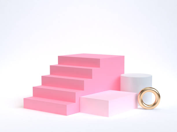 istock minimal pink staircase-stairway 3d rendering and geometric shape 950776332