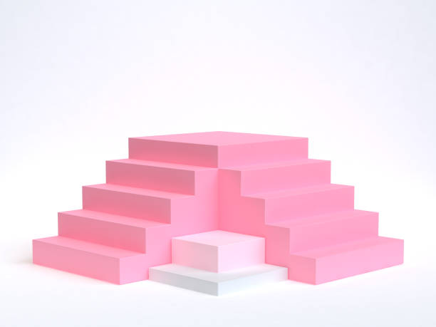 istock pink two staircase-stairway 3d rendering white background 950776370
