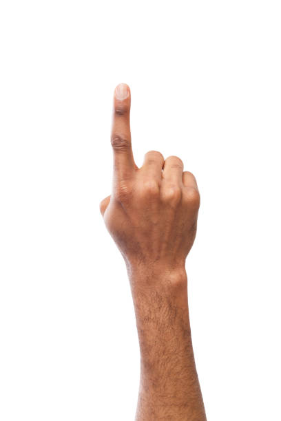 istock Black hand showing number one isolated 950776456