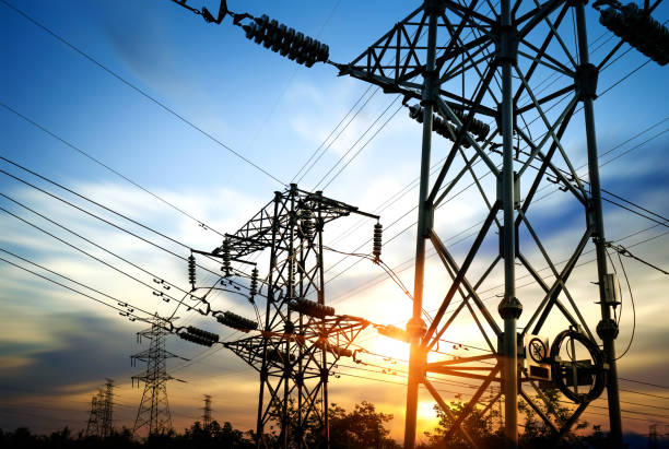 istock High pressure wire tower at sunset at dusk 950777278
