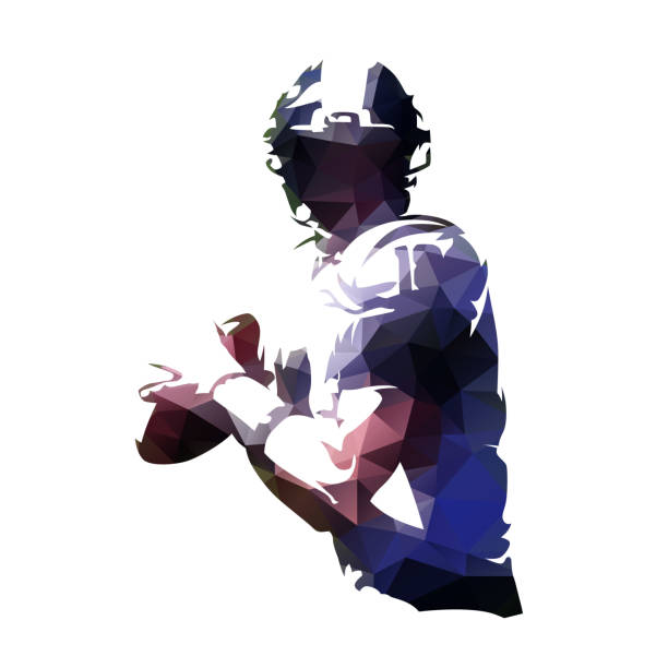 istock American football player holding ball, polygonal vector illustration 950777412