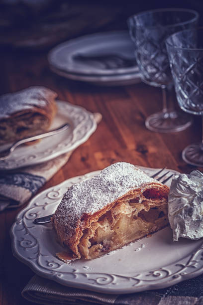 Homemade Apple Strudel Served on a Plate