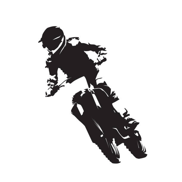 illustrations, cliparts, dessins animés et icônes de motocross racing, silhouette isolée de fmx vector - action off road vehicle motocross cycle