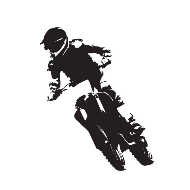 모터 크로스 레이싱, fmx 벡터 고립 된 실루엣 - off road vehicle silhouette motorcycle back lit stock illustrations