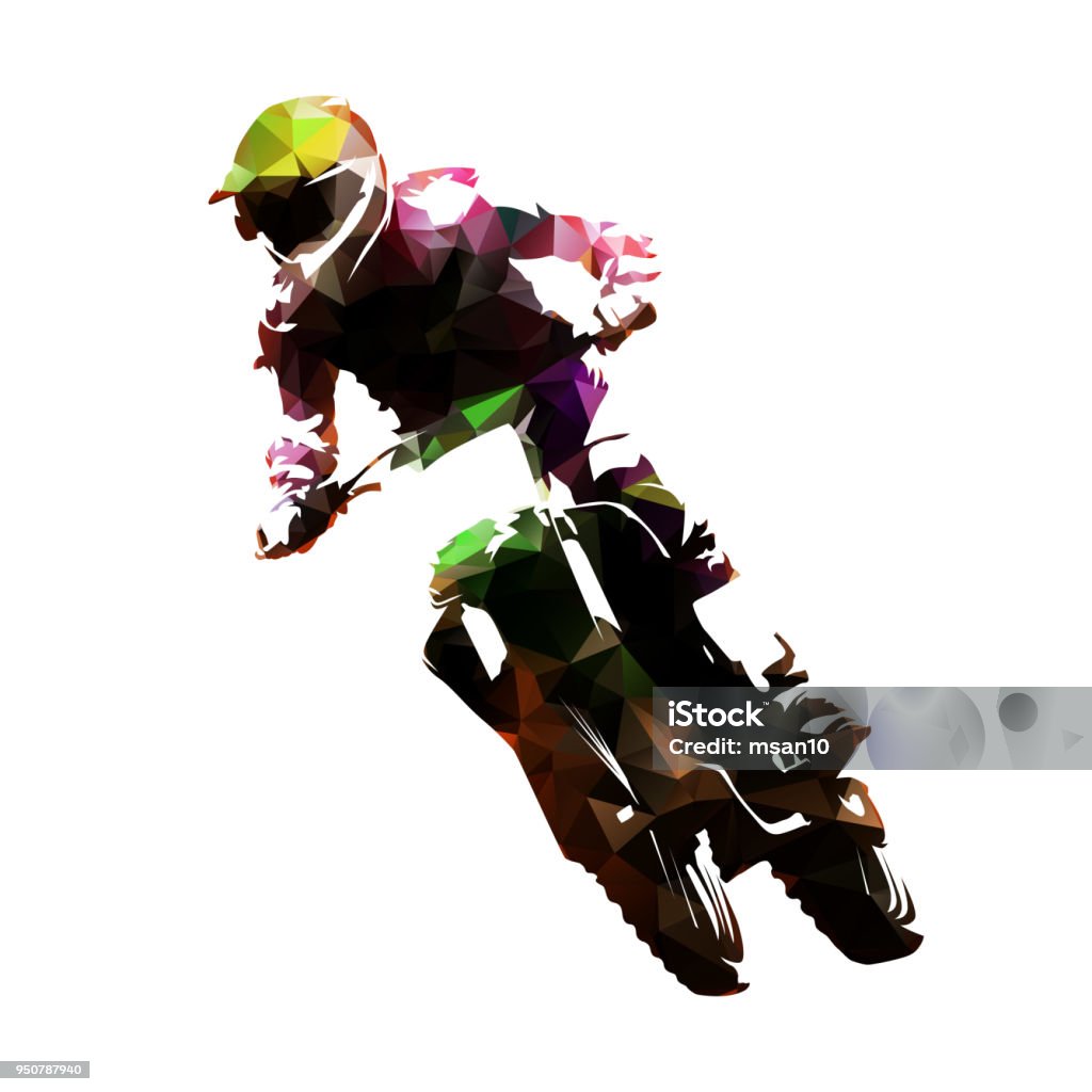 Motocross racing, polygonal fmx vector isolated illustration Motorcycle stock vector