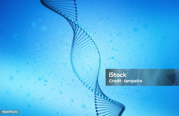 Adn Modelo Helix En Salud Y Medicina En El Concepto De Tecnología Sobre Fondo Azul Ilustración 3d Foto de stock y más banco de imágenes de ADN