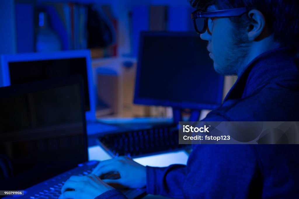 Computer Hacker Net Computer Hacker Or Programmer Commits Cyber Attack Using Laptop Stock ...