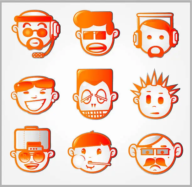 Vector illustration of icon faces 3