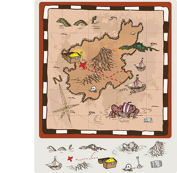 Vector illustration of treasure map