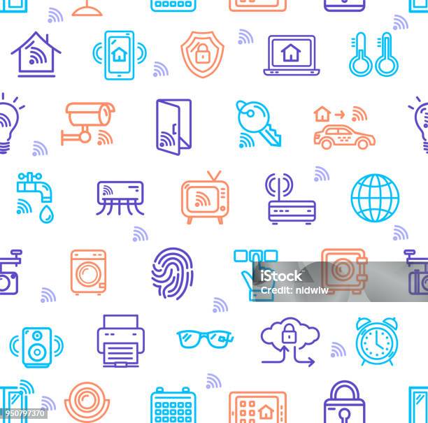 Smart Home Signs Seamless Pattern Background Vector Stock Illustration - Download Image Now