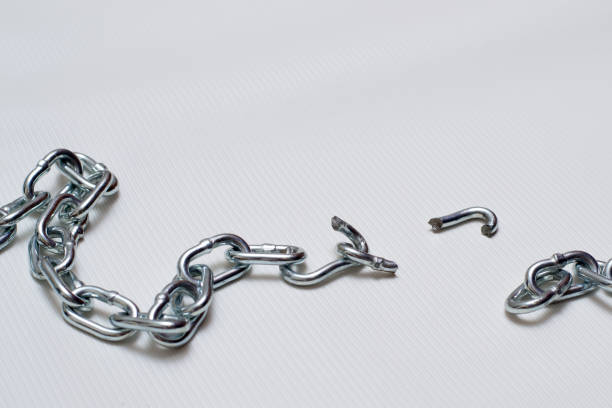 istock Photo of broken chain on white background 950800344