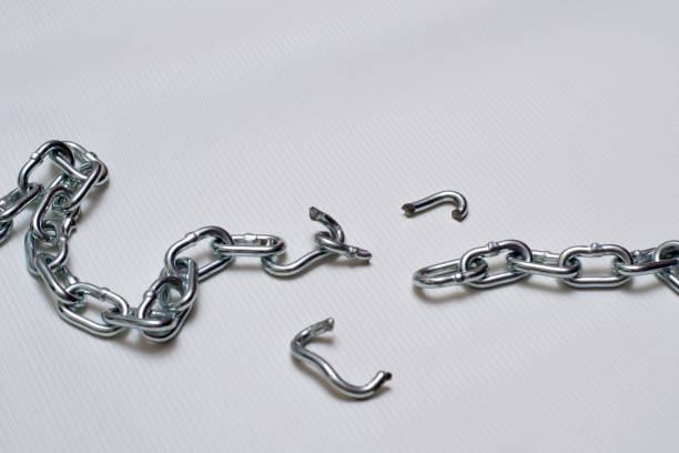 istock Photo of broken chain on white background 950800440