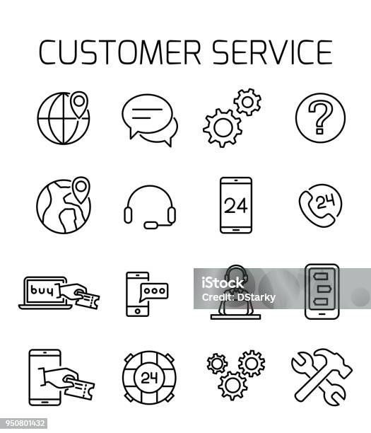 Customer Service Related Vector Icon Set Stock Illustration - Download Image Now - Icon Symbol, Call Center, Customer