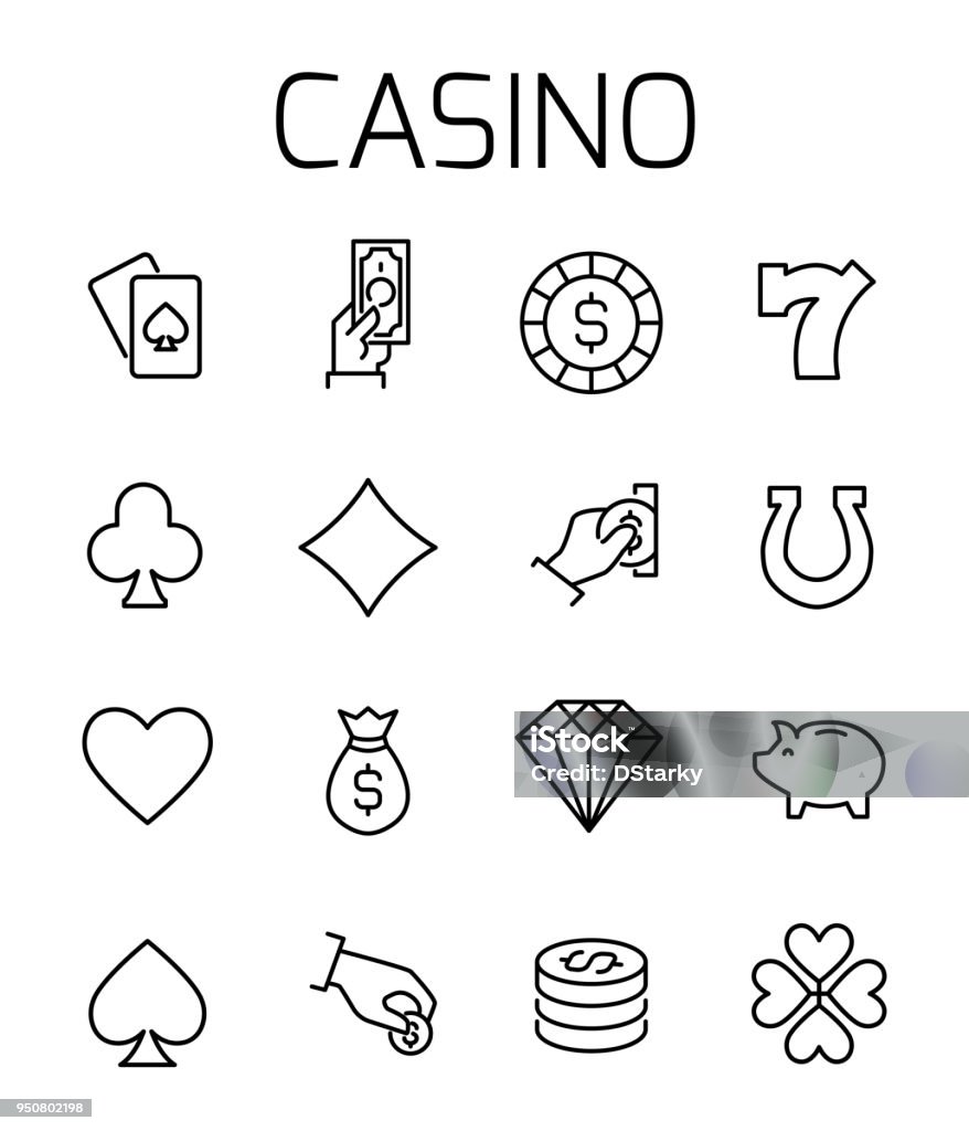 Casino related vector icon set. Casino related vector icon set. Well-crafted sign in thin line style with editable stroke. Vector symbols isolated on a white background. Simple pictograms. Casino stock vector