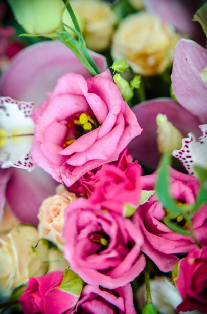 istock Bouquet with orchids and roses on a beautiful background 950802900