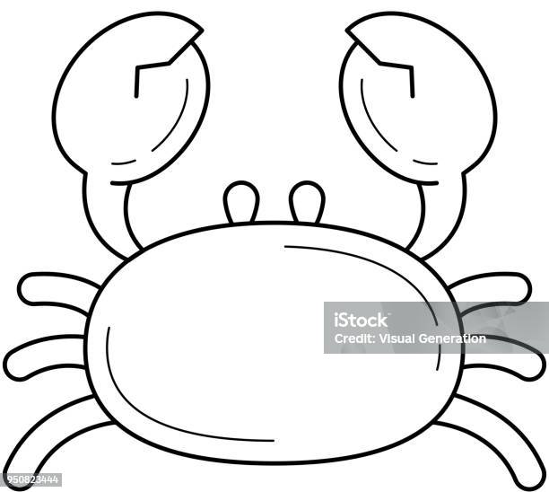 Crab Vector Line Icon Stock Illustration - Download Image Now - Animal, Animal Shell, Animal Wildlife