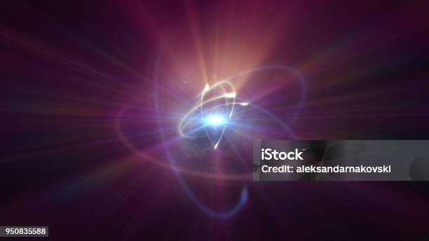 Atom Orbit In Space Stock Photo - Download Image Now - Atom, Nucleus, Nuclear Energy