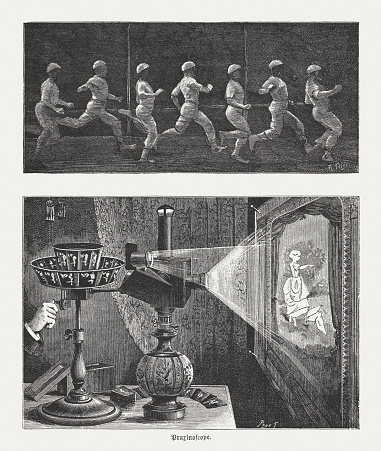 istock Chronophotograph (running man) and a Praxinoscope, wood engravings, published 1888 950836036
