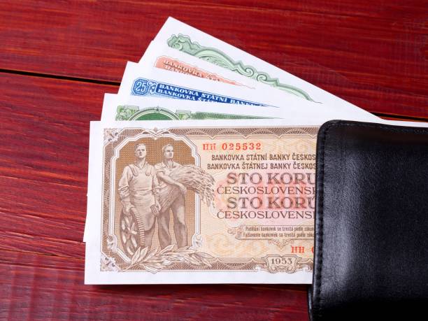 istock Czechoslovak koruna in the black wallet 950836254