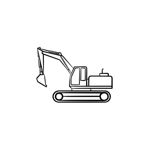 Vector illustration of Excavator hand drawn sketch icon