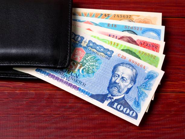 istock Czechoslovak koruna in the black wallet 950836572