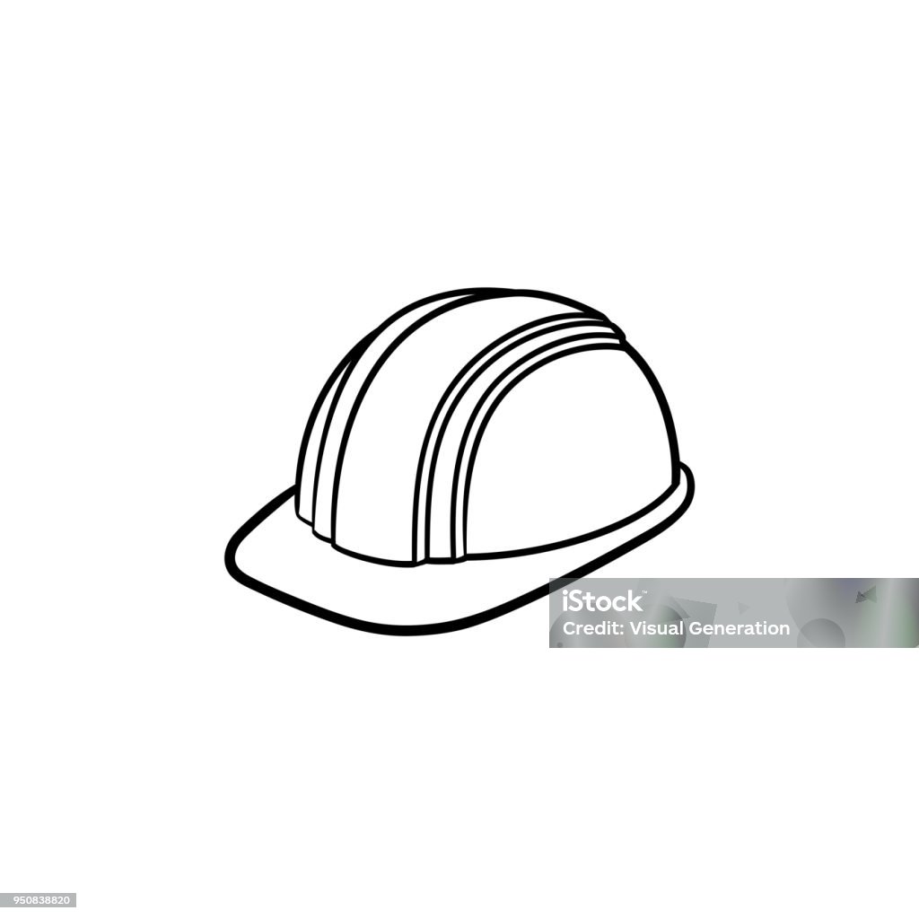 Hard hat hand drawn sketch icon Engineer helmet hand drawn outline doodle icon. Hard hat vector sketch illustration for print, web, mobile and infographics isolated on white background. Manufacturing and consrtuction concept. Work Helmet stock vector