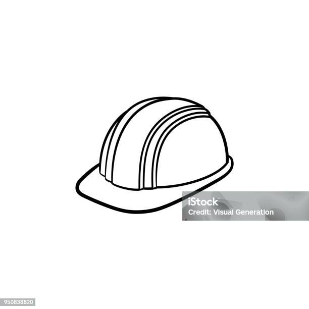 Hard Hat Hand Drawn Sketch Icon Stock Illustration - Download Image Now - Work Helmet, Safety, Hat