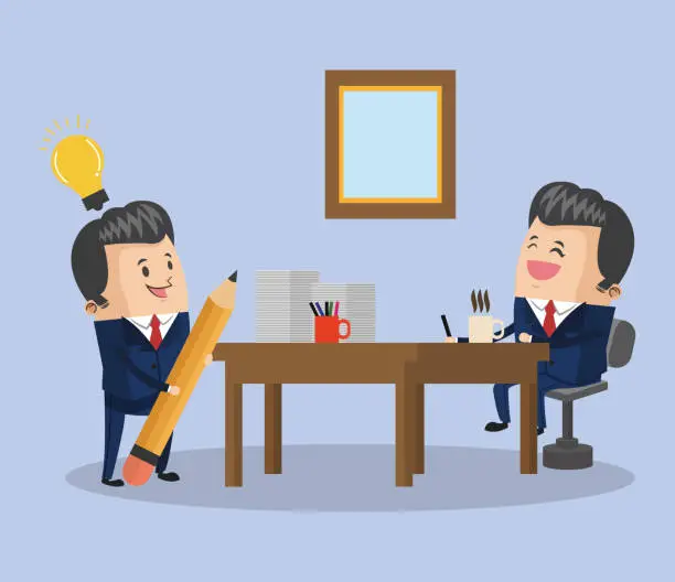 Vector illustration of Business teamwork with ideas