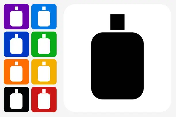 Vector illustration of Cream Bottle Icon Square Button Set