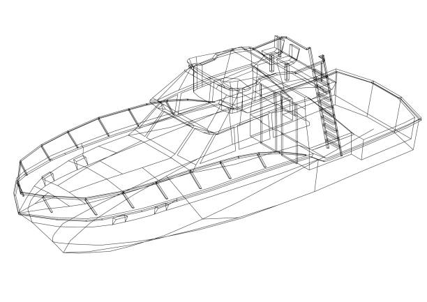 istock Yacht 3D blueprint - isolated 950846126