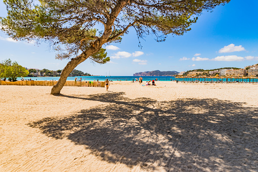 Majorca sand beach seaside in Santa Ponca, Spain Balearic Islands, Mediterranean Sea