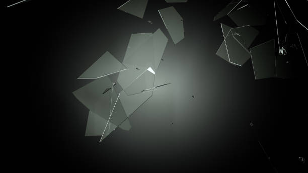 istock Shattered or demolished glass over black 950847100
